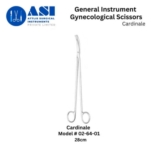 High-quality Cardinale Gynecological Scissors made of premium stainless steel, designed for precise cutting in gynecological procedures. Features a sharp cutting edge and ergonomic design for optimal performance in hospitals and surgical centers.