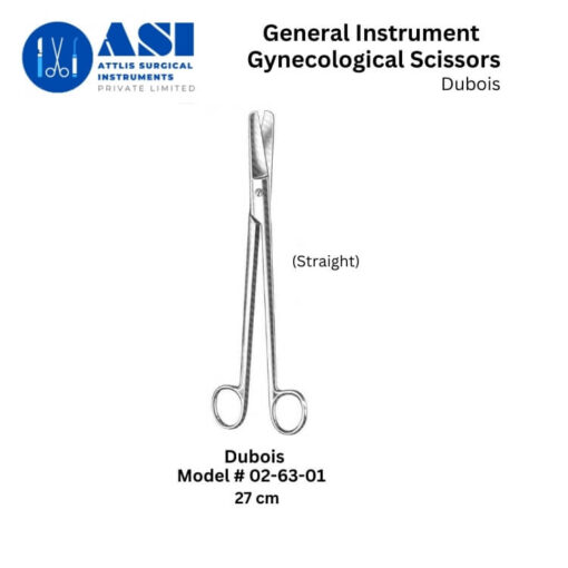 High-quality Dubois Gynecological Scissors made from surgical-grade stainless steel, designed for precise cutting in gynecological and obstetric procedures.