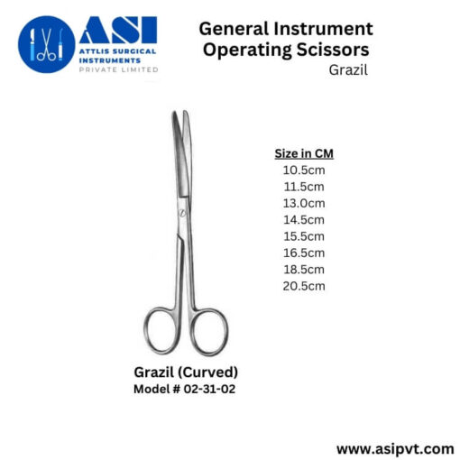 "High-quality Grazil Operating Scissors made from premium stainless steel for precise surgical cutting."