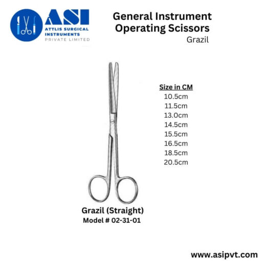 "High-quality Grazil Operating Scissors made from premium stainless steel for precise surgical cutting."