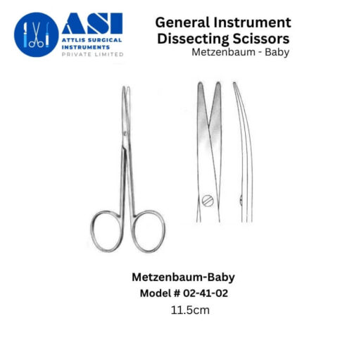 Metzenbaum-Baby Dissecting Scissors made from high-quality stainless steel, designed for precise soft tissue dissection in surgical procedures.