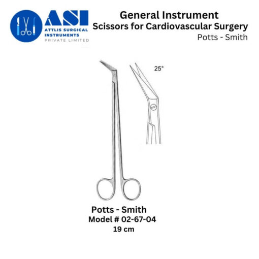 Potts-Smith Cardiovascular Scissors crafted from high-quality stainless steel, featuring fine, sharp blades for precision cutting in cardiovascular and vascular surgeries. Designed for durability, corrosion resistance, and optimal surgical performance.