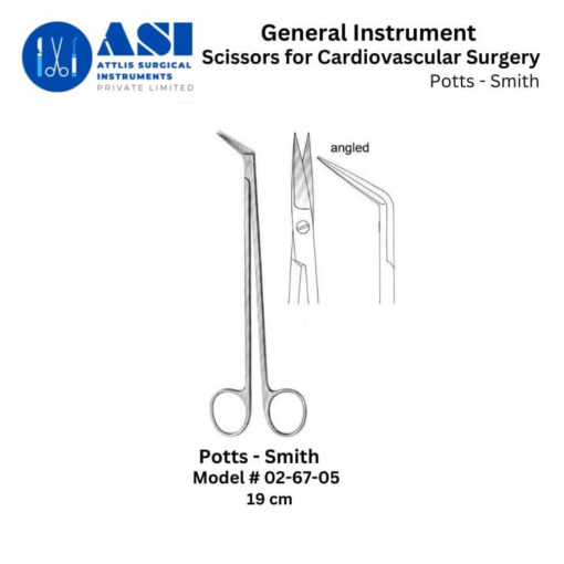 Potts-Smith Cardiovascular Scissors crafted from high-quality stainless steel, featuring fine, sharp blades for precision cutting in cardiovascular and vascular surgeries. Designed for durability, corrosion resistance, and optimal surgical performance.