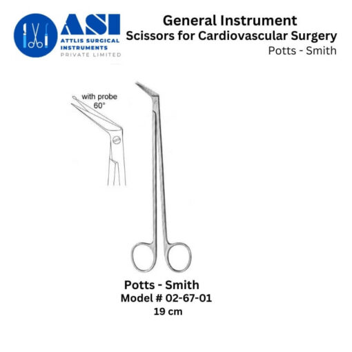 Potts-Smith Cardiovascular Scissors crafted from high-quality stainless steel, featuring fine, sharp blades for precision cutting in cardiovascular and vascular surgeries. Designed for durability, corrosion resistance, and optimal surgical performance.