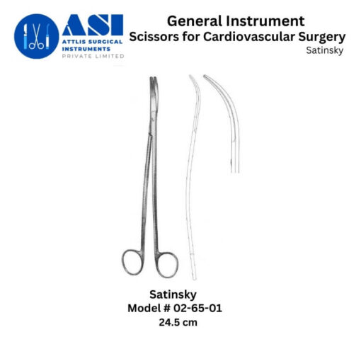 Satinsky Cardiovascular Scissors made of premium stainless steel, designed for precision cutting in delicate cardiovascular and thoracic surgeries. Features an ergonomic handle and razor-sharp blades for optimal performance in surgical procedures