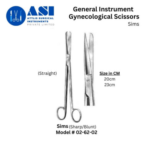 Sims Gynecological Scissors – High-quality surgical instrument for precision cutting in gynecological procedures.