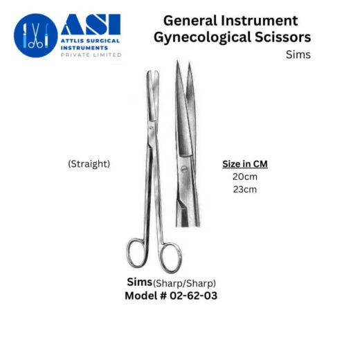 Sims Gynecological Scissors – High-quality surgical instrument for precision cutting in gynecological procedures.
