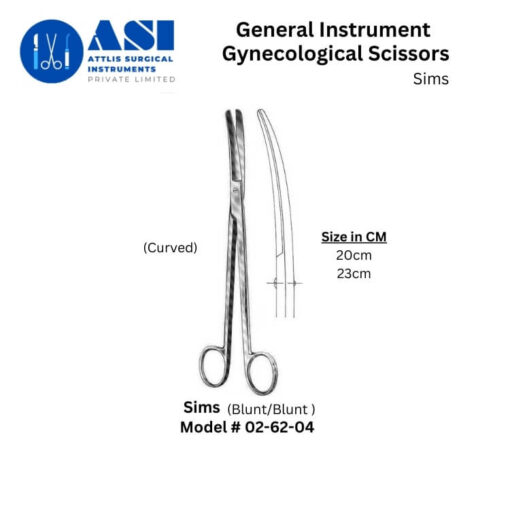 Sims Gynecological Scissors – High-quality surgical instrument for precision cutting in gynecological procedures.