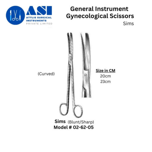Sims Gynecological Scissors – High-quality surgical instrument for precision cutting in gynecological procedures.