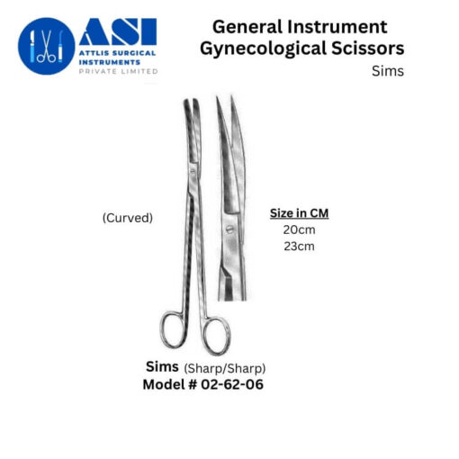 Sims Gynecological Scissors – High-quality surgical instrument for precision cutting in gynecological procedures.