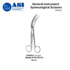 High-quality Vezien Gynecological Scissors made of stainless steel, designed for precise surgical procedures in gynecology.