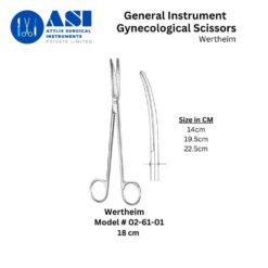 High-quality Wertheim Gynecological Scissors made of premium stainless steel, designed for precise cutting in gynecological and obstetric procedures.