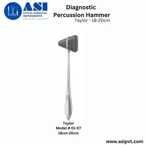 High-quality Taylor Percussion Hammer with ergonomic chrome handle and triangular rubber head for accurate neurological reflex testing.